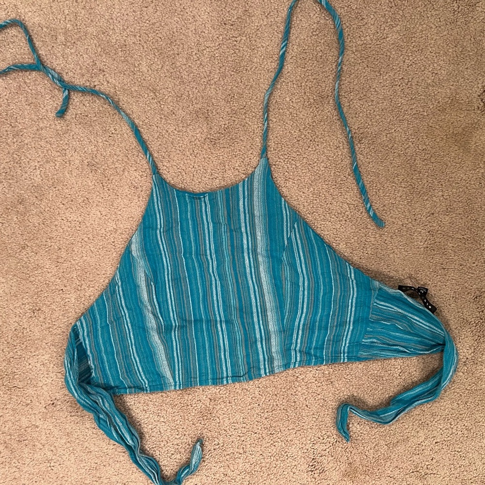 Striped Blue Halter Top